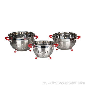 Perforiertes Colander -Set mit Griff und fester Basis